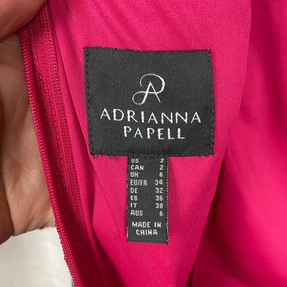 Adrianna Papell Warm Cherry Red Embroidered Lace Midi Dress Sz.2 NWT - Picture 7 of 15